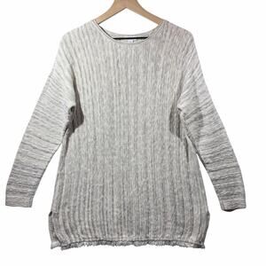 J. Jill Gray Cotton Blend Sweater Button Up Detail Size M